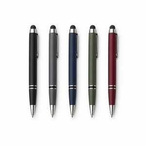 Stylet tactile et stylo bille 2-en-1 en métal noir mat avec finition en acier, personnalisable avec logo, idéal comme cadeau - Product Image 6