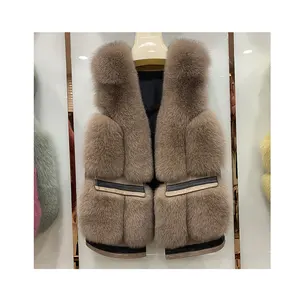 Fashion Design Real Fox Fur Vest Latest Winter Warm Waistcoat Woman Fox Fur Gilet