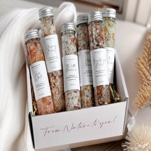 เกลืออาบน้ำหิมาลัยพร้อมดอกไม้แห้ง บรรจุขวดสีพื้น รูปทรงหลอดทดลอง มีสินค้าในสต็อก - Product Image 1