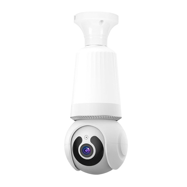Night Vision Wireless WiFi 1080P E27 LED Light Bulb Camera with 360-degree View CMOS Sensor & TF Card Storage