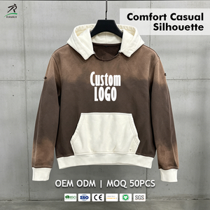 RAMAX Custom Logo Hoodie Unisex Oversized Pullover Cotton French Terry Color Blocking Casual Streetwear OEM ODM - Product Image 1