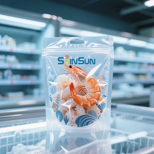 Sacs d'emballage alimentaire personnalisés à scellage arrière pour viande, poulet, poisson, crevettes, pâtes, fruits de mer, sacs de conservation pour crevettes congelées avec fenêtre - Product Image 2
