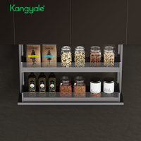 Panier de cuisine élévateur à commande vocale intelligente, rangement automatique à tirage tactile, double couche, en aluminium et verre trempé