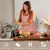 Tablier de cuisine rose en coton de bonne qualité avec logo personnalisé, sans manches, pour femme, idéal pour la peinture, la cuisine ou le barista