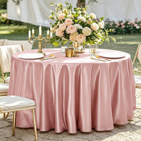 Nappes en satin personnalisées en gros, jupes de table en soie unie imperméables pour tables rondes d'hôtel, utilisation pour mariages et restaurants