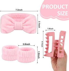 Juego de 5 Diademas y Pulseras para Spa con Pinzas para el Cabello - Diademas y Pulseras para Lavar la Cara y Cuidado de la Piel - Product Image 2