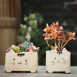 Macetas de Suculentas Pintadas <span class=keywords><strong>a</strong></span> <span class=keywords><strong>Mano</strong></span> de Estilo Zakka, Adorables Macetas de Cerámica con Diseño de Animales de Dibujos Animados, Éxito de Ventas Transfronterizo - Product Image 3