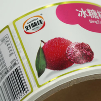 Étiquettes autocollantes personnalisées imperméables en rouleau, faible MOQ, étiquettes alimentaires gratuites pour l'emballage de fruits confits et de snacks