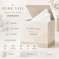 Serviettes faciales jetables OEM ODM à usage unique, en coton, avec boîte personnalisée, texture personnalisée, gaufrage perlé, serviettes faciales unies