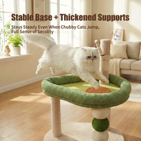 Arbre à chat écologique et adorable, 72 cm de haut, avec poteau à gratter en sisal tressé à la main, lit-nid en peluche vert avocat, pour chats de taille moyenne, en carton