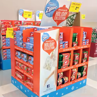 Présentoir de sol pour supermarché en carton ondulé kraft rectangulaire avec fermeture magnétique et support pour présentoirs à têtes de produits