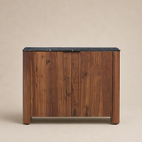 Buffet en bois avec surface en marbre noir, armoire de rangement, console à 2 portes, meuble d'entrée pour salon
