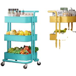 Multi-functional 3-Layer <b>Rolling</b> Trolley Storage Cart PP Mesh Basket Household Kitchen <b>Rack</b> for Food & Garage Use - Product Image 1