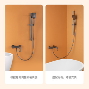 Ensemble de robinetterie de douche encastrée murale gris bronze personnalisé pour hôtel et usage domestique - Product Image 4