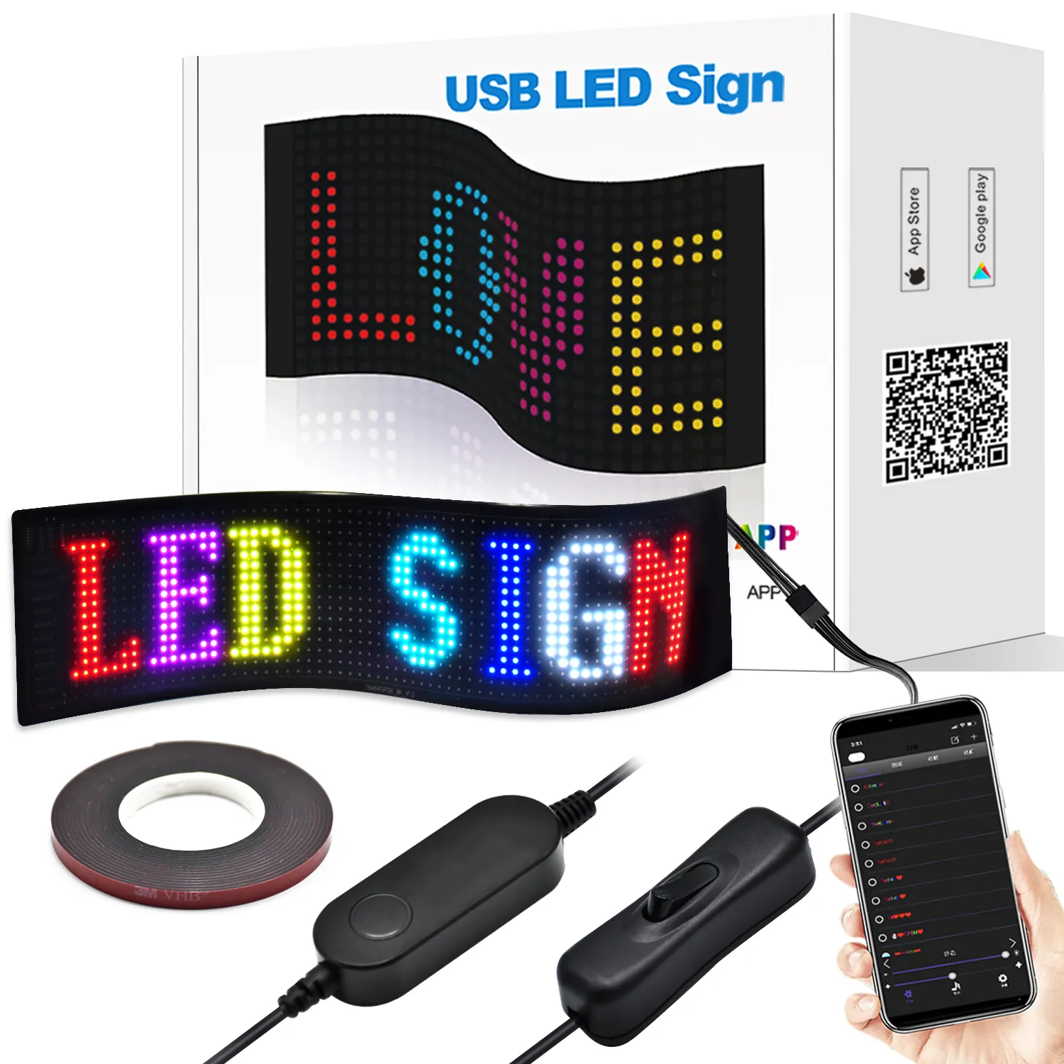 Panel de matriz LED plegable con tamaño de pantalla ajustable, letreros Led, tablero de señal Led para coche, pantalla LED RGB Flexible, bricolaje