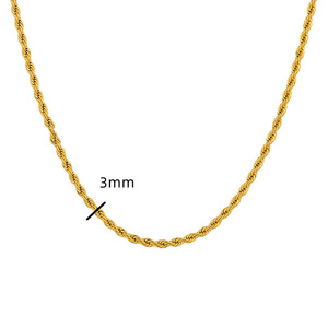 Collar de Cadena de Cuerda Trenzada de Acero Inoxidable de 40-60 cm, Chapado en Oro y Plata para Hombre y Mujer - Product Image 3