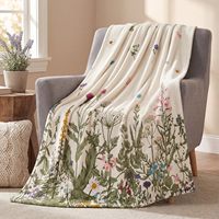 Selimut Flanel Modern Khusus Musim Semi dan Musim Panas dengan Cetakan Bunga Liar Watercolor, Super Lembut, Nyaman, dan Mudah Dibawa, Cocok untuk Tempat Tidur, Sofa, dan Hadiah