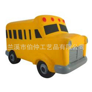 Balle anti-stress modèle bus scolaire jaune en forme de dessin animé, impression sérigraphique, jouet promotionnel - Product Image 1