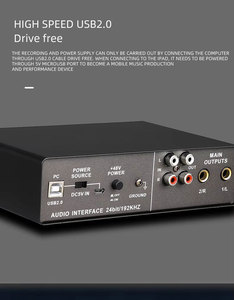 Interface audio USB 2 canaux, 2 entrées XLR, <span class=keywords><strong>carte</strong></span> <span class=keywords><strong>son</strong></span> 24 bits 192 kHz, alimentation fantôme 48 V, enregistrement <span class=keywords><strong>guitare</strong></span> Hi-Z, streaming, fabrication industrielle - Product Image 5