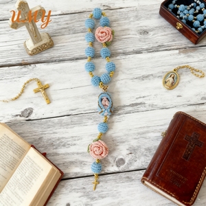 Colgantes Công Giáo Tôn Giáo mặt hàng virgen de San Juan de los lagos Mặt dây chuyền vòng cổ chéo Crochet kinh Mân Côi Keychain Keyring - Product Image 3