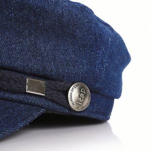 Fashion Flat Top Denim Fabric Captain Cadet Cap <b>Hat</b> <b>for</b> Kid Child - Product Image 4