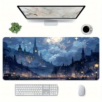 Ville artistique en bleu clair de lune tapis de souris Gamer tapis de souris noir bureaux d'ordinateur tapis de bureau PC bureau Portable clavier tapis de jeu