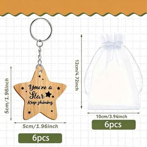 Llavero de Madera con Forma de Estrella y Bolsa, Regalo Motivacional para Amigos, Recuerdos de Graduación - Product Image 4
