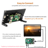 Layar Sentuh Kapasitif LCD IPS HD 7 Inci RTS 1024x600 dengan Speaker untuk Raspberry Pi 5 /4 Model B/3B+/3B Jetson Nano PC