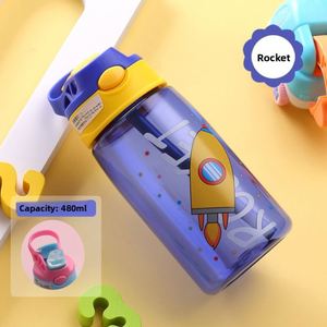 Wholesale 480ml Kids Travel Sport <b>Plastic</b> Water Tumbler Bonuce Lid Customized Logo Cartoon Children Bottles With Lid and <b>Straw</b> - Product Image 5
