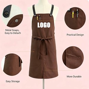 Tablier <span class=keywords><strong>de</strong></span> cuisine en polyester et coton <span class=keywords><strong>de</strong></span> qualité supérieure avec poches et bretelles réglables pour le personnel <span class=keywords><strong>de</strong></span> restaurant, barista, boulanger, fleuriste, cuisine à domicile - Product Image 4