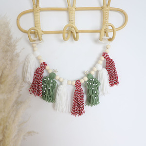 <span class=keywords><strong>Guirlande</strong></span> <span class=keywords><strong>de</strong></span> Noël artisanale en polyester avec pompons, style bohème européen, perles, pour arbre, cheminée, manteau <span class=keywords><strong>de</strong></span> cheminée, décoration murale - Product Image 3