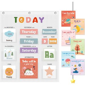 Tableau rectangulaire en tissu pour calendrier quotidien, 59.5cm x 49.5cm, gestion du temps pour l'école maternelle et la maternelle - Product Image 1