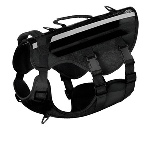 เสื้อกั๊กสุนัขแบบยุทธวิธีพร้อมหัวเข็มขัดโลหะสำหรับสุนัขขนาดใหญ่ เสื้อกั๊กปรับได้สำหรับการเดินป่า ฝึกสุนัข สายรัดสุนัขแบบยุทธวิธีพร้อมหูจับ - Product Image 1