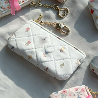 Mini porte-monnaie à imprimé floral, petit portefeuille à bouton, pochette portable pour boucles d'oreilles, cartes, rouge à lèvres pour femmes