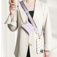 Sangle de téléphone portable bandoulière très vendue avec petite pochette détachable, sangle de remplacement réglable en corde tressée élargie de 5 cm