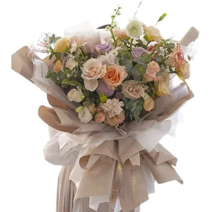 Hearts Rose ช่อดอกไม้กระดาษแพ็กกันน้ำ,แผ่นกระดาษโลโก้ที่กำหนดเองสั่งตัวอย่างเคลือบห่อดอกไม้ห่อบรรจุภัณฑ์กระดาษ