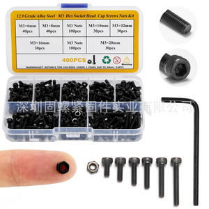 360PCS 400PCS Grade 12.9 Cylindrical Head Hex Screw Set DIN912 SCM435 Alloy Steel For RC Car DIY 3D Printing Machine Maintenance - Product Image 3