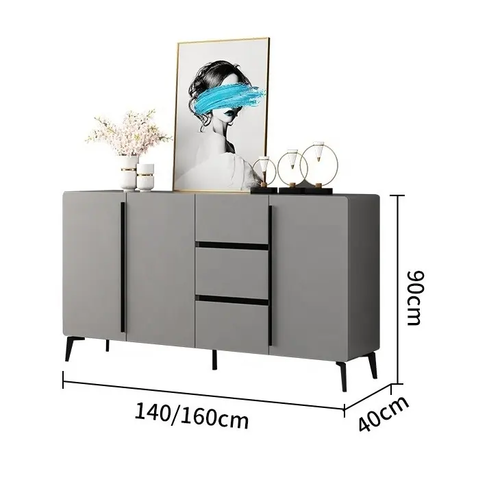 Moderne Houten Zwart Grijs Dressoir Meubels Opslag Dressoir Kast Buffet Dressoir