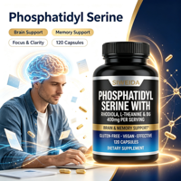 OEM Vente En Gros Complément Cérébral Nootropique Phosphatidylsérine 400mg Rhodiola L-Théanine Vitamine B6 Gélules Mémoire Focus