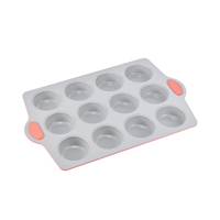 Set Loyang Kue Anti Lengket Baja Karbon Ramah Lingkungan Gagang Silikon Ketebalan 0.6mm Bergaya Fungsional Aman untuk Mesin Cuci Piring dan Oven