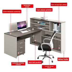 <span class=keywords><strong>Bureau</strong></span> de travail double pour deux personnes avec poste de travail et écran intégrés, design moderne, combinaison chaise et <span class=keywords><strong>bureau</strong></span> - Product Image 3