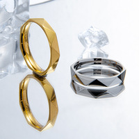 Bague en acier au titane de style européen et américain pour femmes avec visage géométrique transfrontalier en diamant Trendy Ins Niche Cold Stainless Steel