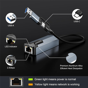 <span class=keywords><strong>2</strong></span>.5 máy tính Gbps USB 3.0 Loại C Gigabit <span class=keywords><strong>Ethernet</strong></span> Adapter 2500Mbps USB3.0 Type-C để RJ45 <span class=keywords><strong>2</strong></span>.5g có dây Card mạng Lan chuyển đổi - Product Image 4