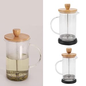 Cafetière à piston française en verre borosilicate avec couvercle en bois et base en liège, pour usage domestique quotidien - Product Image 3