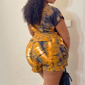 เสื้อเชิ้ตพิมพ์ลายโอเวอร์ไซส์แขนสั้นมีปกสำหรับผู้หญิงและกางเกงขาสั้นลำลองแฟชั่นแอฟริกันชุด 2 ชิ้นทรงหลวมแฟชั่น - Product Image 2