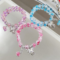 Bracelet en Verre Coloré en Gros pour Femmes, Bijoux Papillon Ajustables à Cristaux Dégradés, Cadeau de Couple, Bracelets Fille