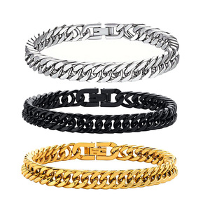 Moda Hip Hop Men's Cuban Link Chain Bracelet 2025 Nunca Desvanece-se Espessura Aço Inoxidável Jóias Buckle Pulseiras - Product Image 1