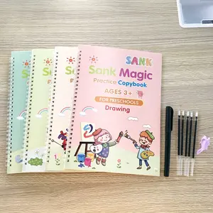 Kit de cuaderno de práctica mágica para niños, 4 unidades reutilizables de tinta grande