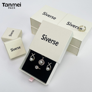 Caja de Embalaje de Joyería con Logotipo Personalizado, Caja de Regalo de Cartón con Cajón para Anillo, Collar, Pendientes, Embalaje de Lujo - Product Image 5