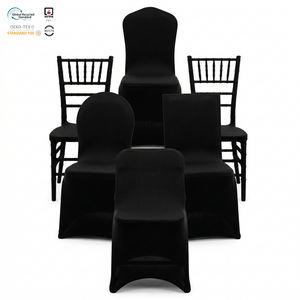 Funda de Silla de Spandex para Hotel, Color Azul Marino, 250GSM, Gruesa, con Parte Superior Redonda, Ajustable y Elástica, para Seminarios - Product Image 1